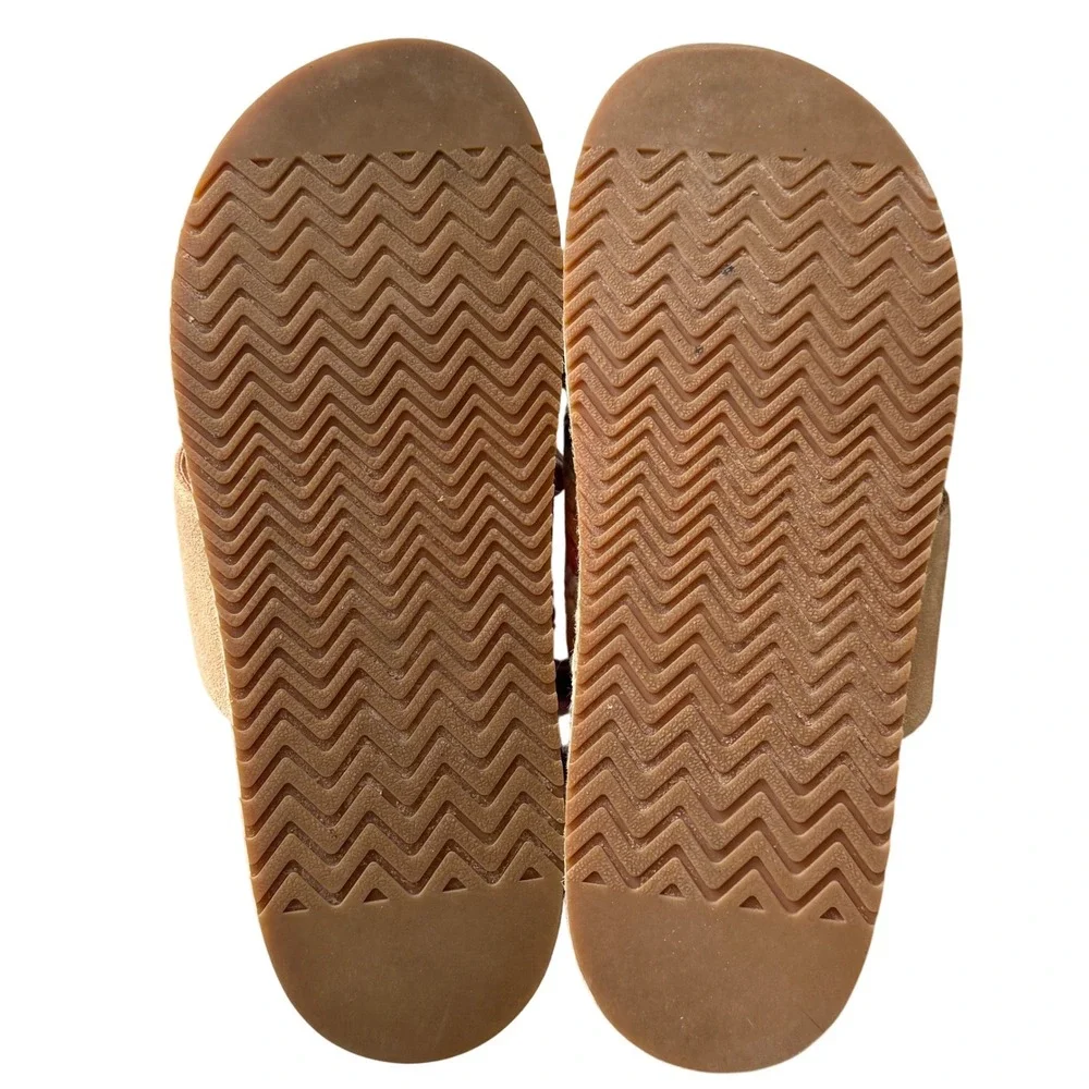 TOMS Women's Espadrille Platform Sandals Woven Slides Straps Tan Pink Coral W8‎